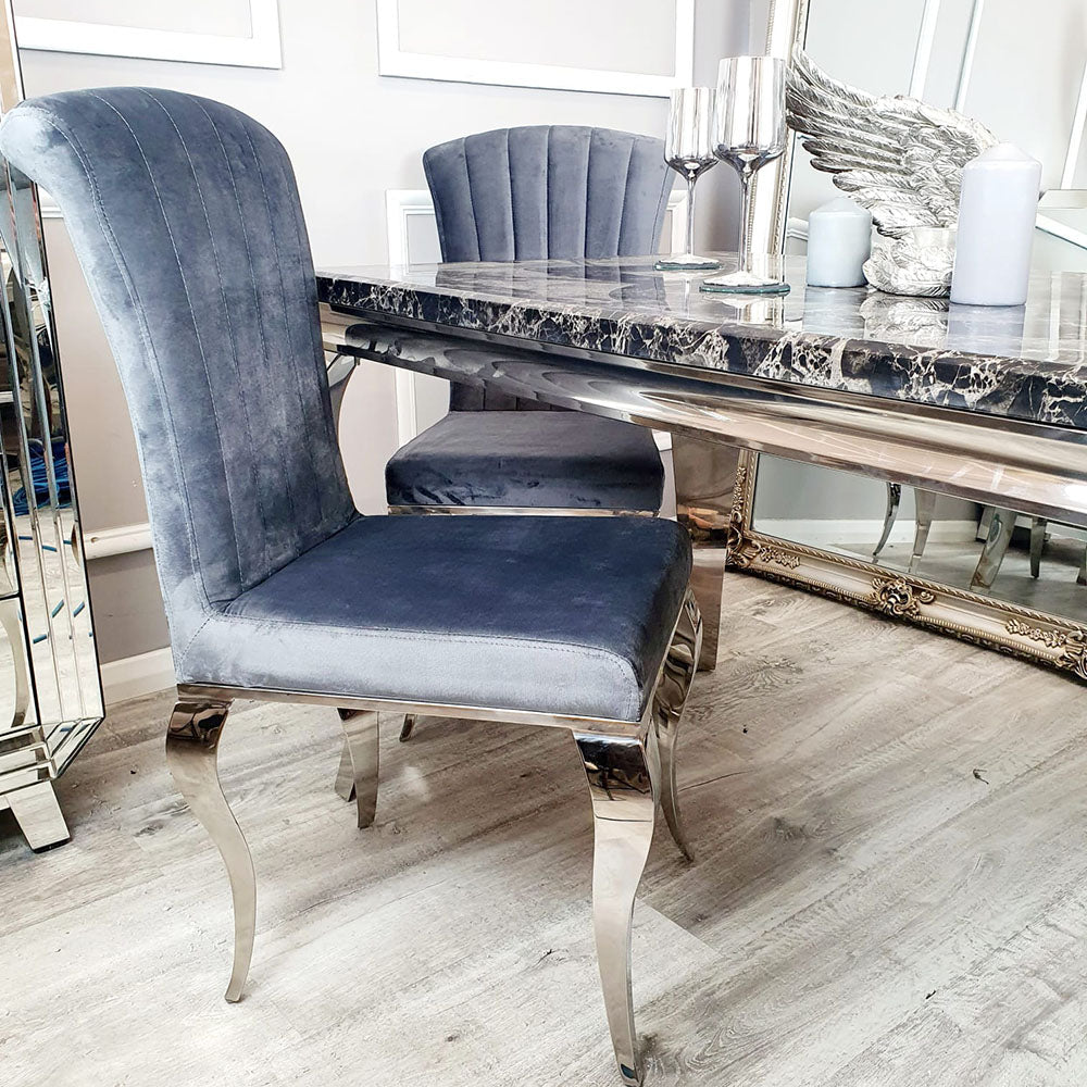 Julietta Dining Chair - with Plain Back & Seashell Detail