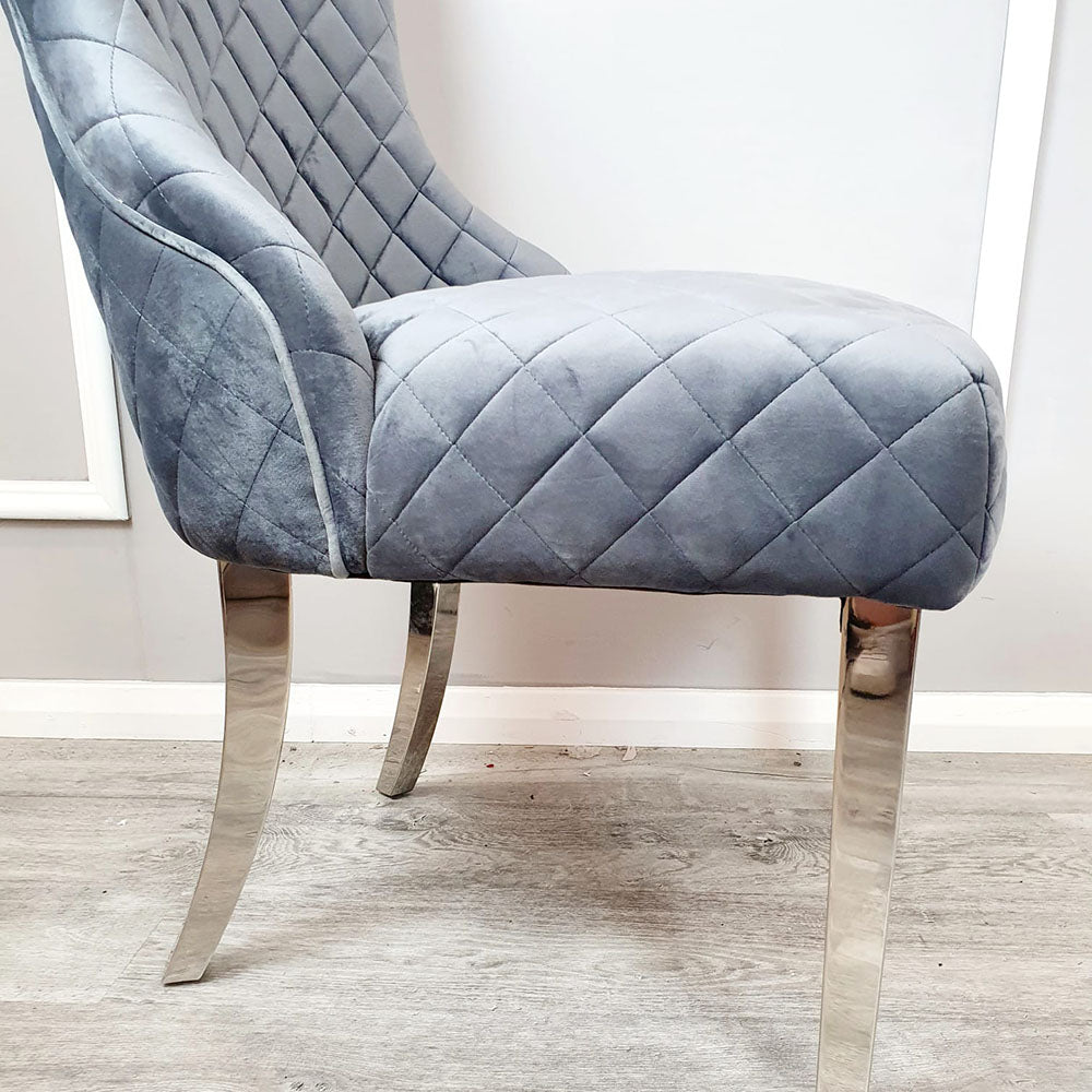 Kate Dining Chair in Dark Grey Velvet
