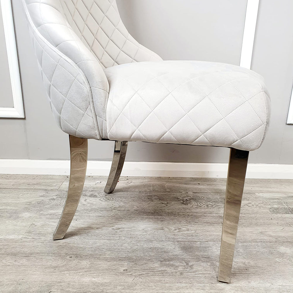 Kate Dining Chair in Light Grey Velvet