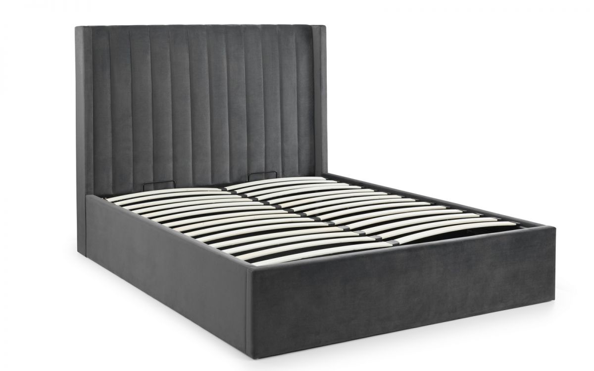 Langham Scalloped Headboard Storage Bed - Grey