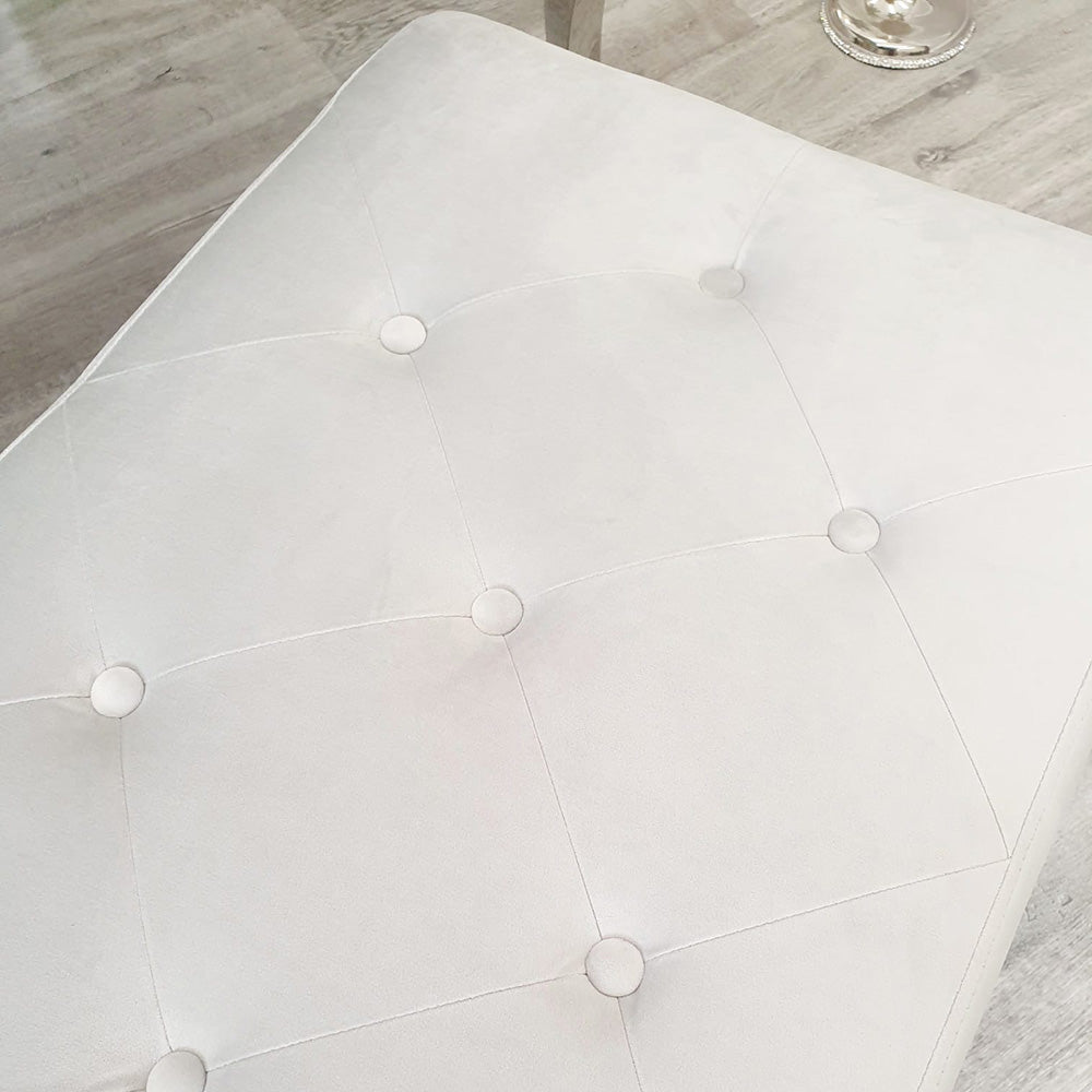 Imperial/Louis Velvet Dining Bench in Light Grey