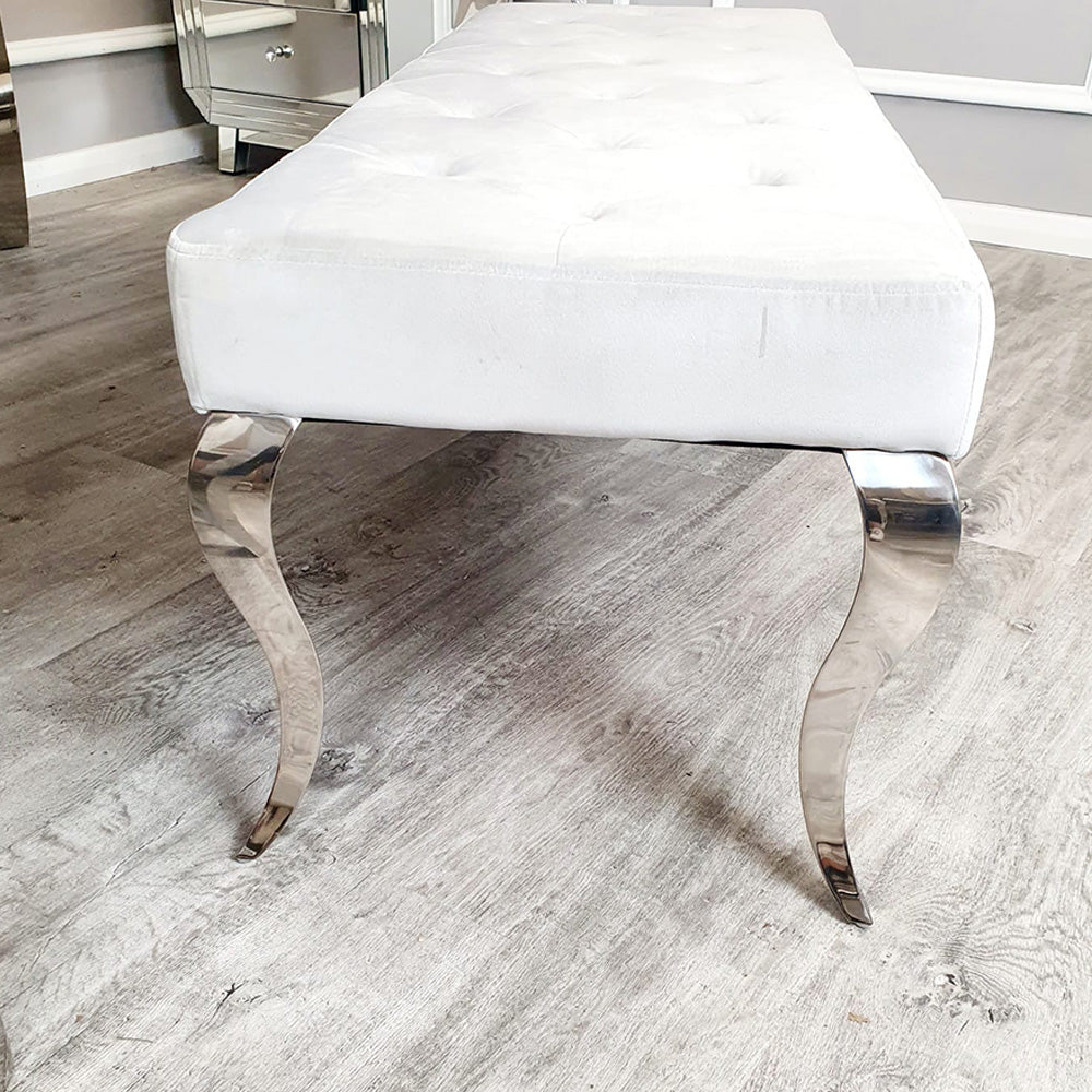 Imperial/Louis Velvet Dining Bench in Light Grey