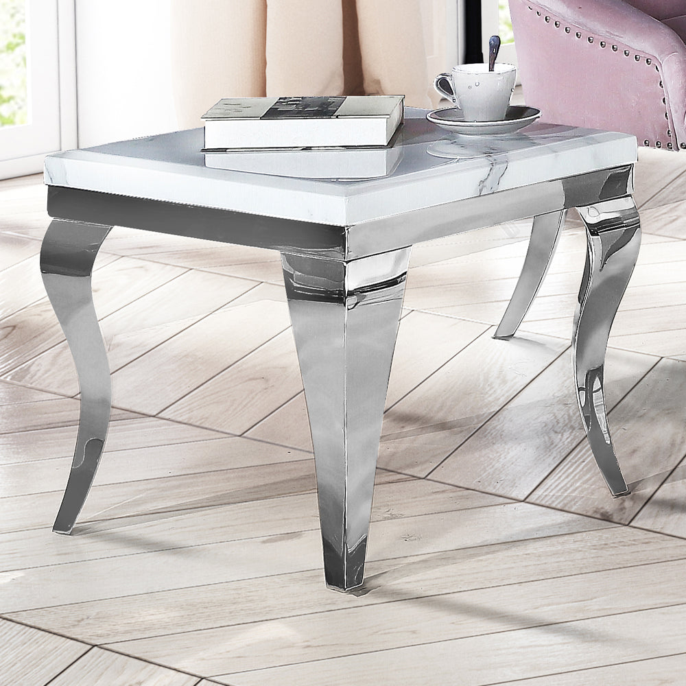 Louis Lamp End side Table with Ivory Smoke Marble Top