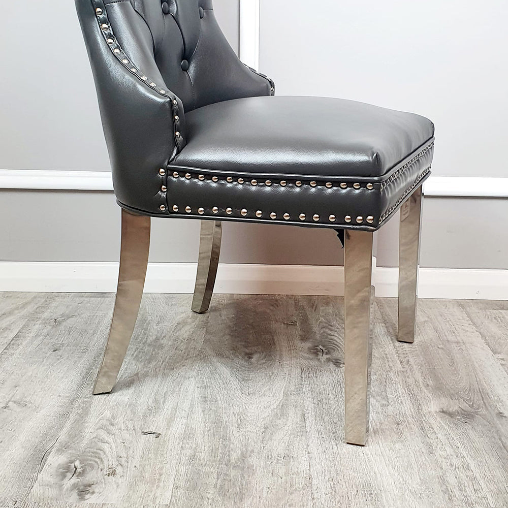 Mayfair Leather Dining Chairs - Plain Back/Square Knocker