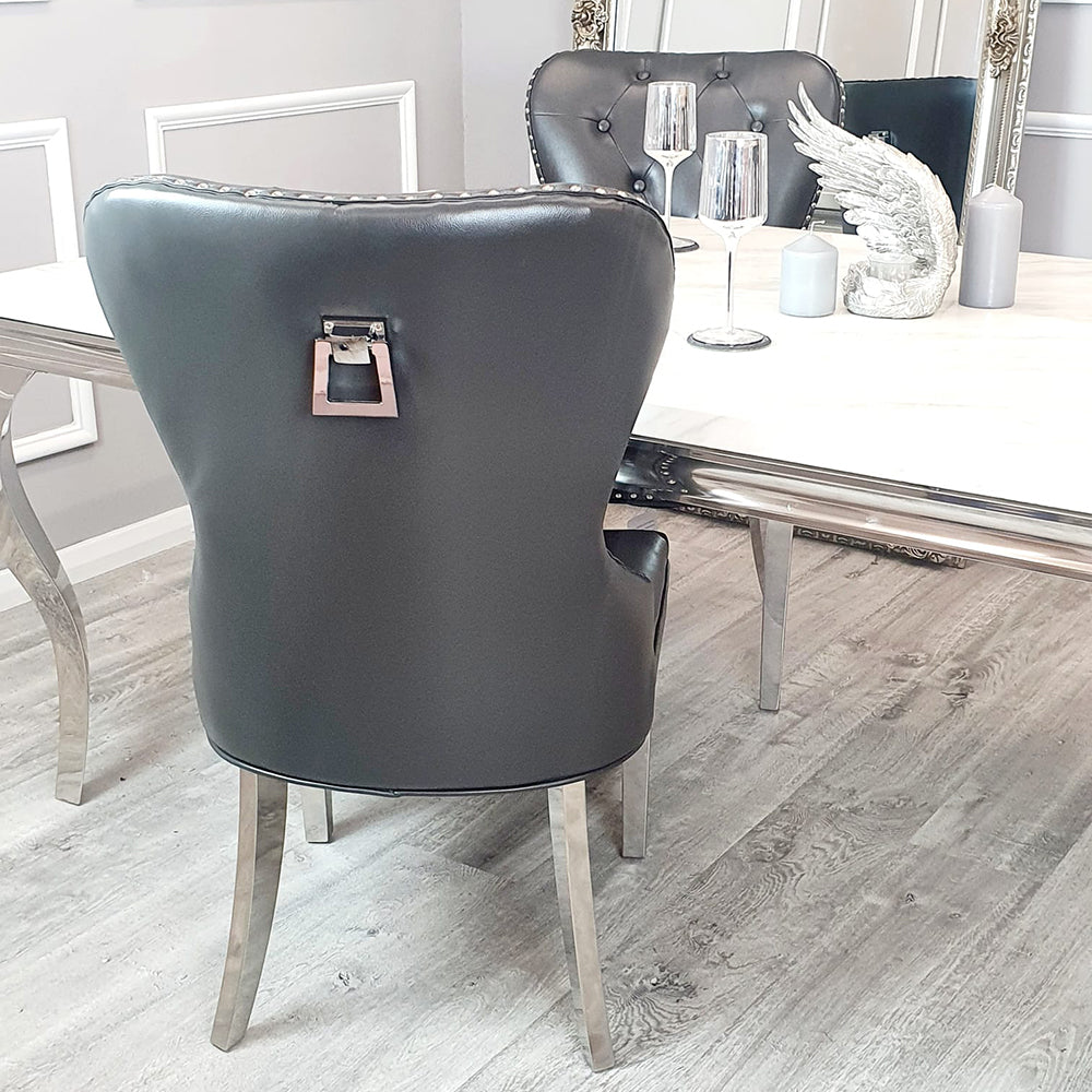 Mayfair Leather Dining Chairs - Plain Back/Square Knocker