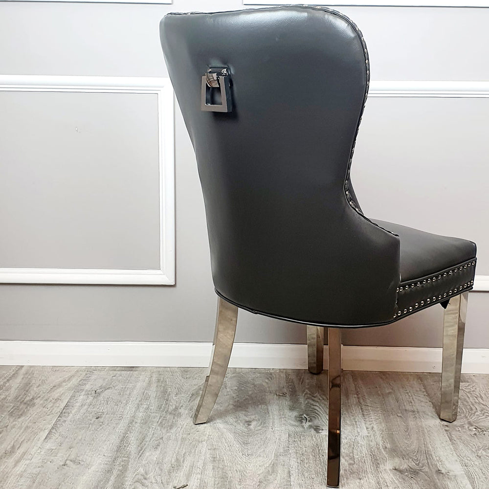 Mayfair Leather Dining Chairs - Plain Back/Square Knocker