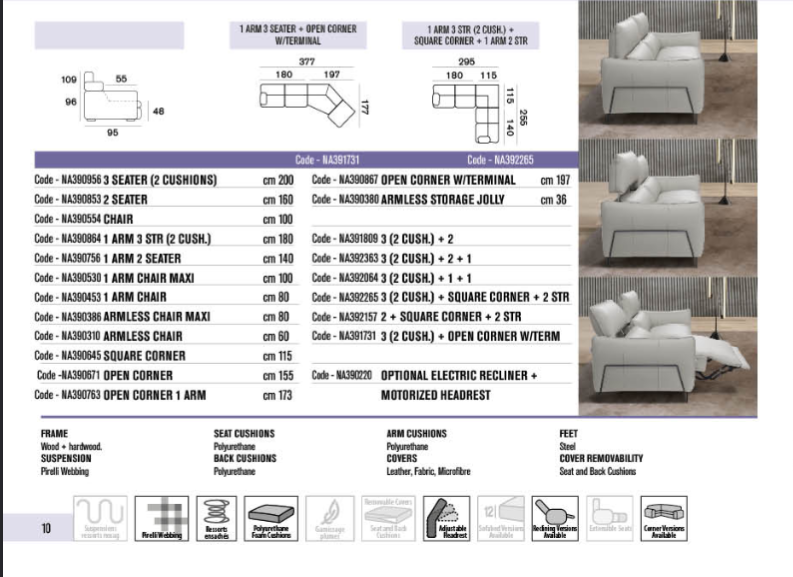 Nashira Italian Recliner Sofa Range