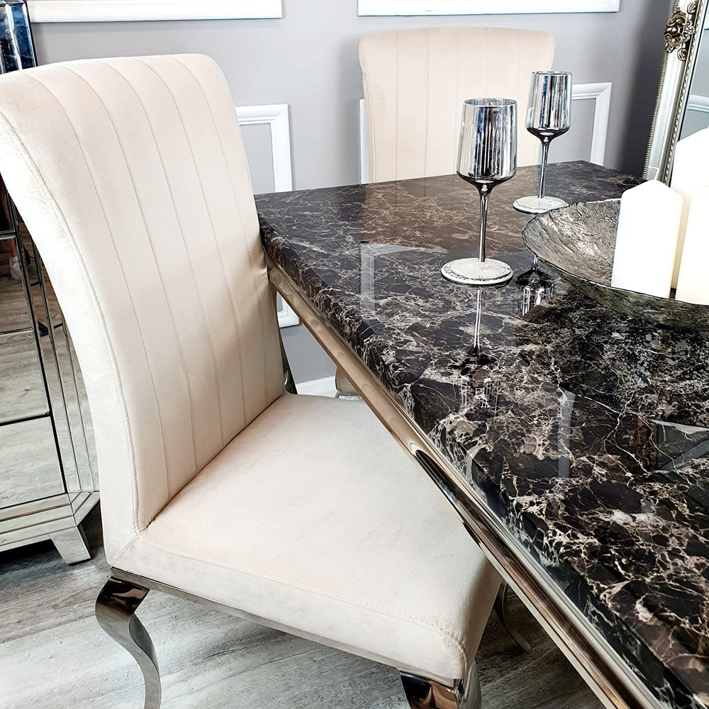 Nicole Dining Chair - with Plain Back, Line & Cross Stitch