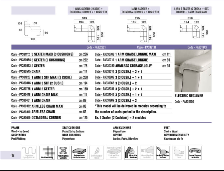 Palinuro Italian Sofa Range