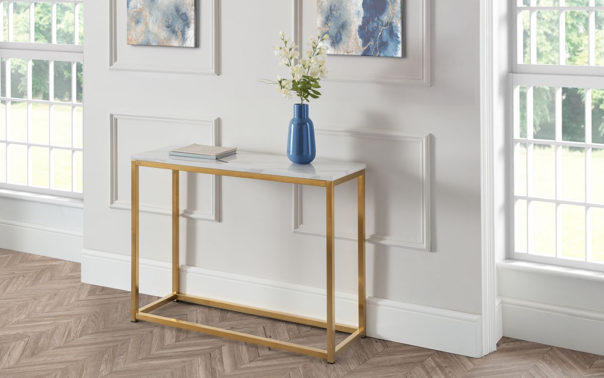 Scala White Marble Top Console Table