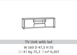 San Martino Glamour Grey Walnut TV Unit With LED Light