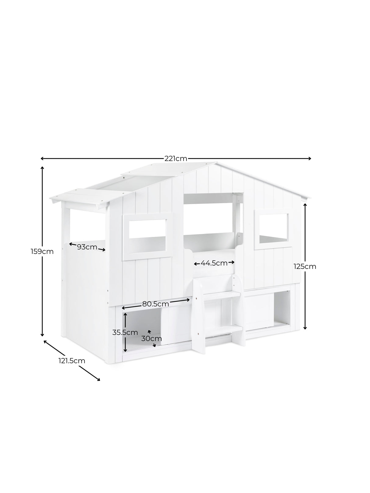 Acorn Treehouse Mid Sleeper Bed with Storage