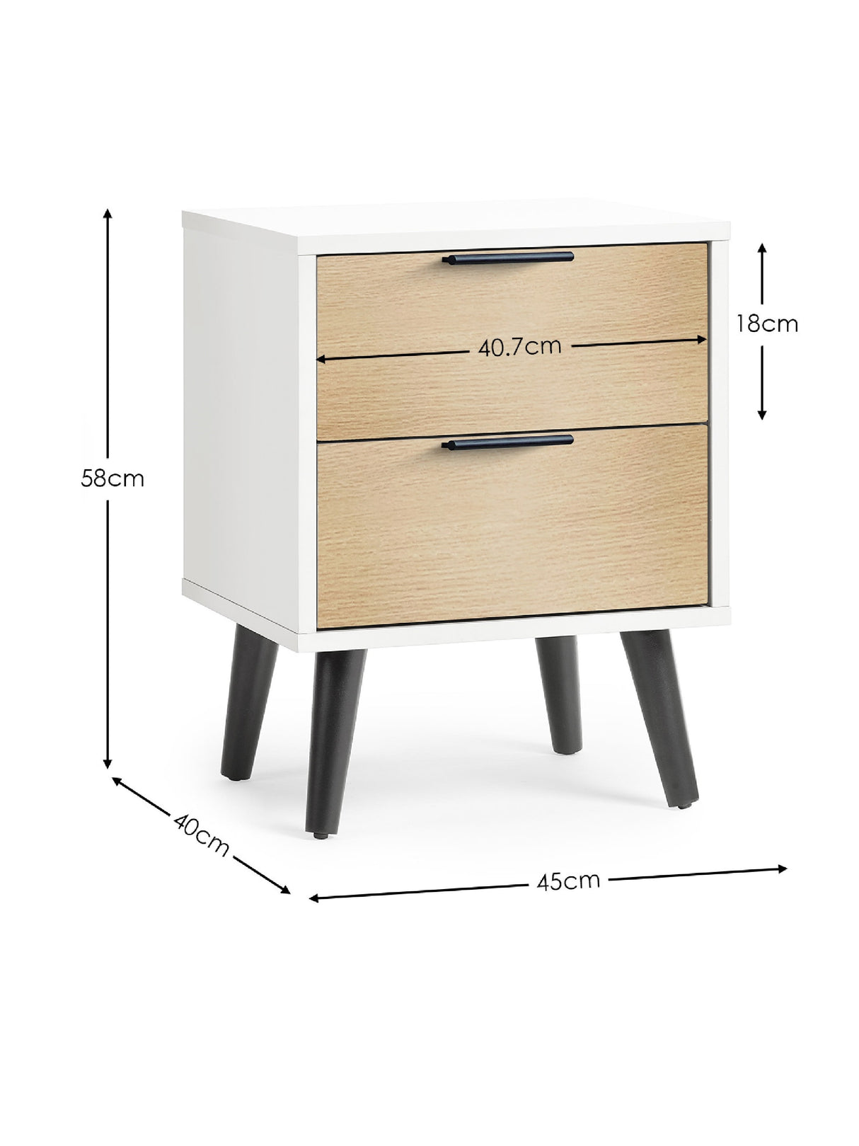 Alba 2 Drawer Bedside Table