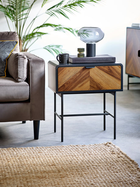 Alvin Chevron 1 Drawer Side Table