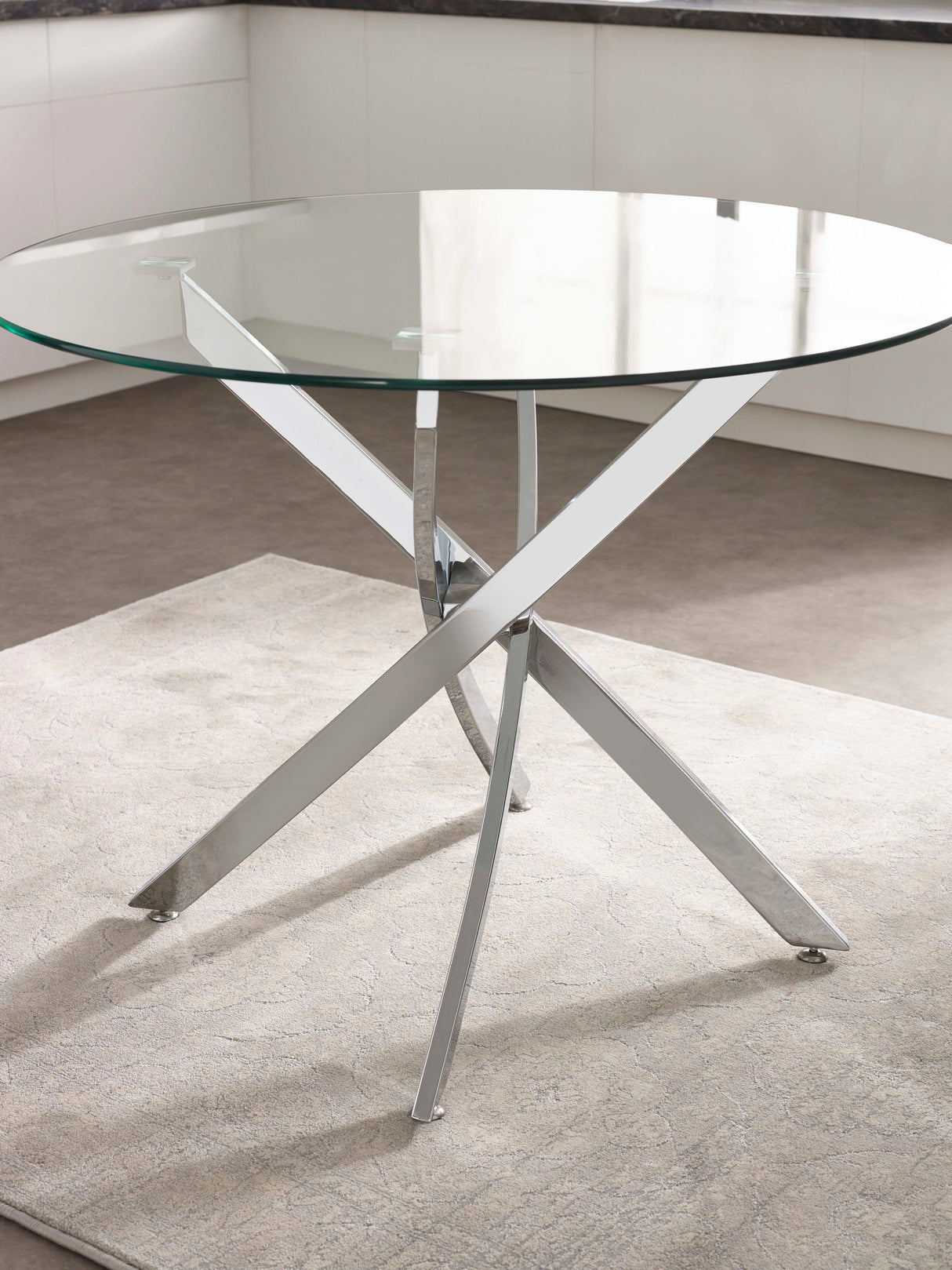 Anderson Round Glass Top 4 Seater Dining Table