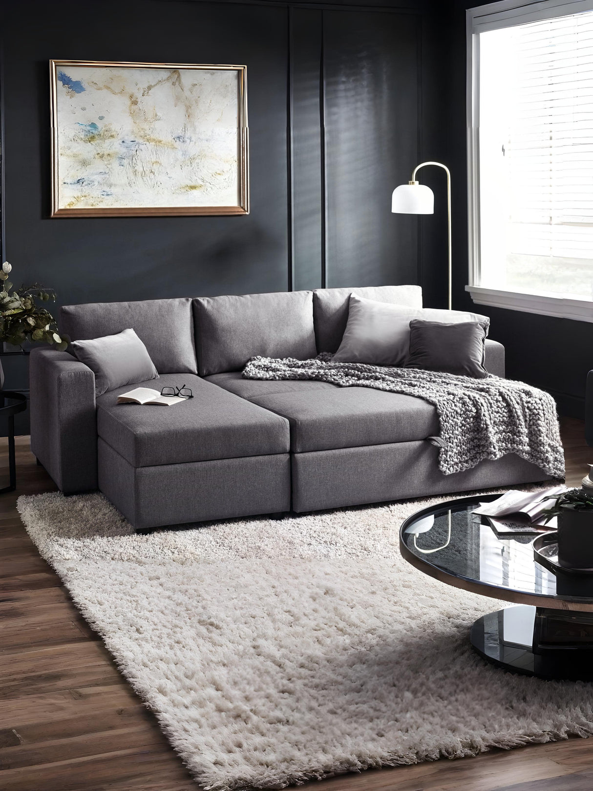 Angel Upholstered Chaise Sofa Bed with Storage