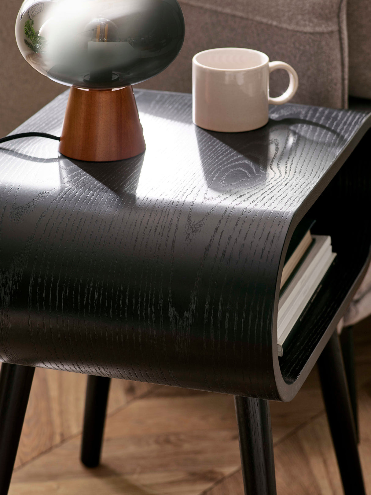 Apollo Curved Square Side Table with Shelf