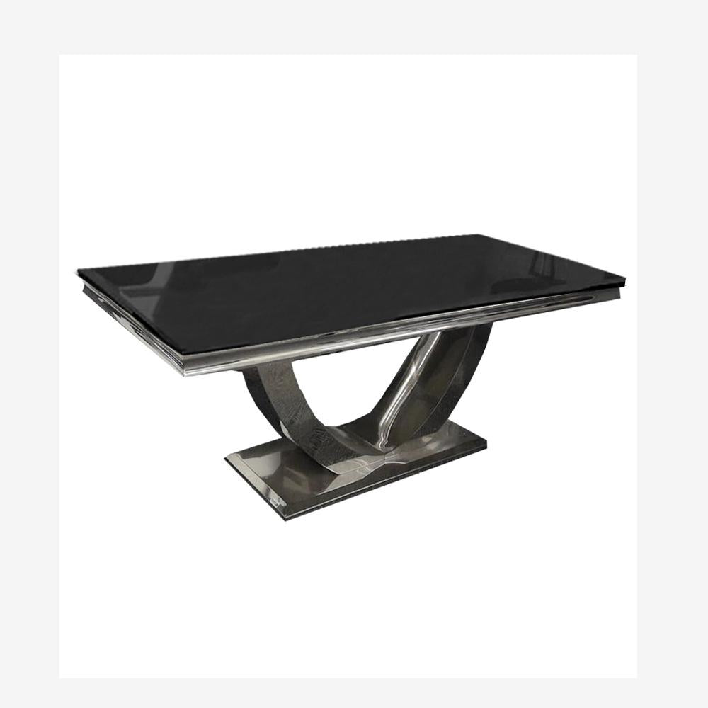 Arial Coffee Table with Black Glass Top