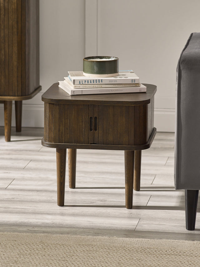 Arya Side Table with Sliding Door Storage