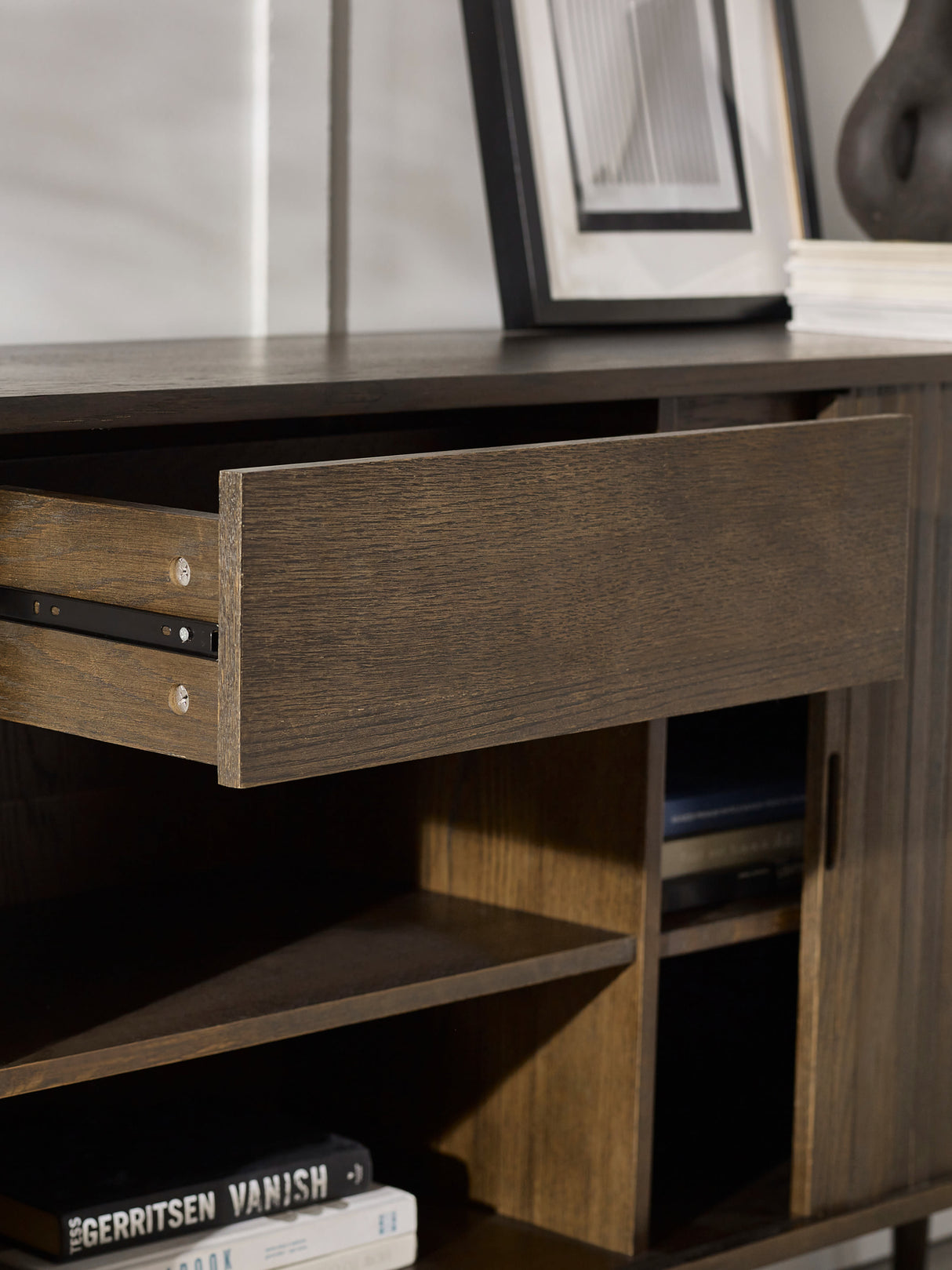Arya Wide Sideboard with Sliding Door Storage