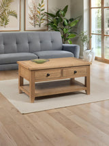 Astoria Rectangular Coffee Table with 2 Drawers and Shelf