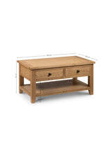 Astoria Rectangular Coffee Table with 2 Drawers and Shelf