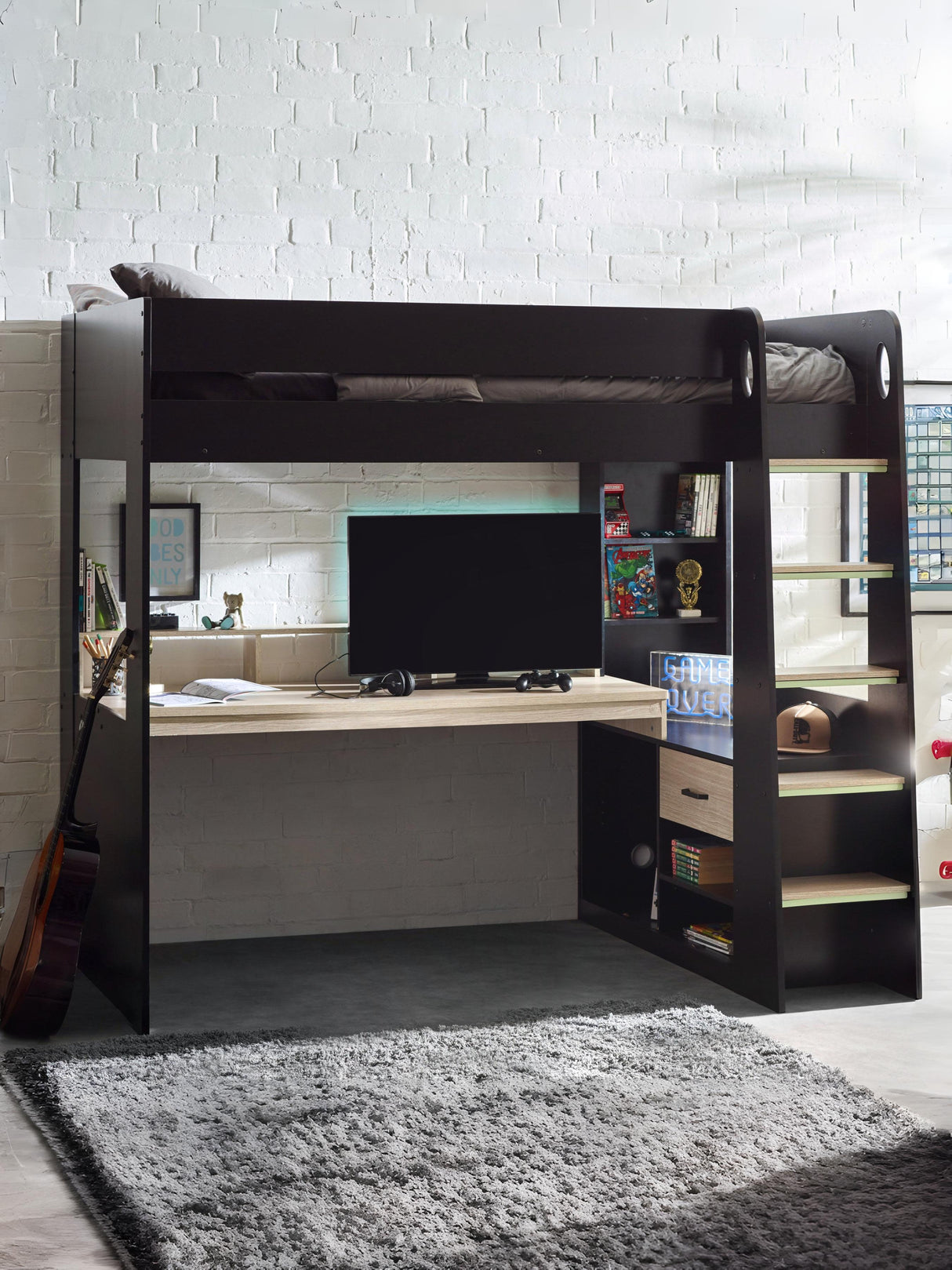 Blaze Gaming High Sleeper Bed with Desk