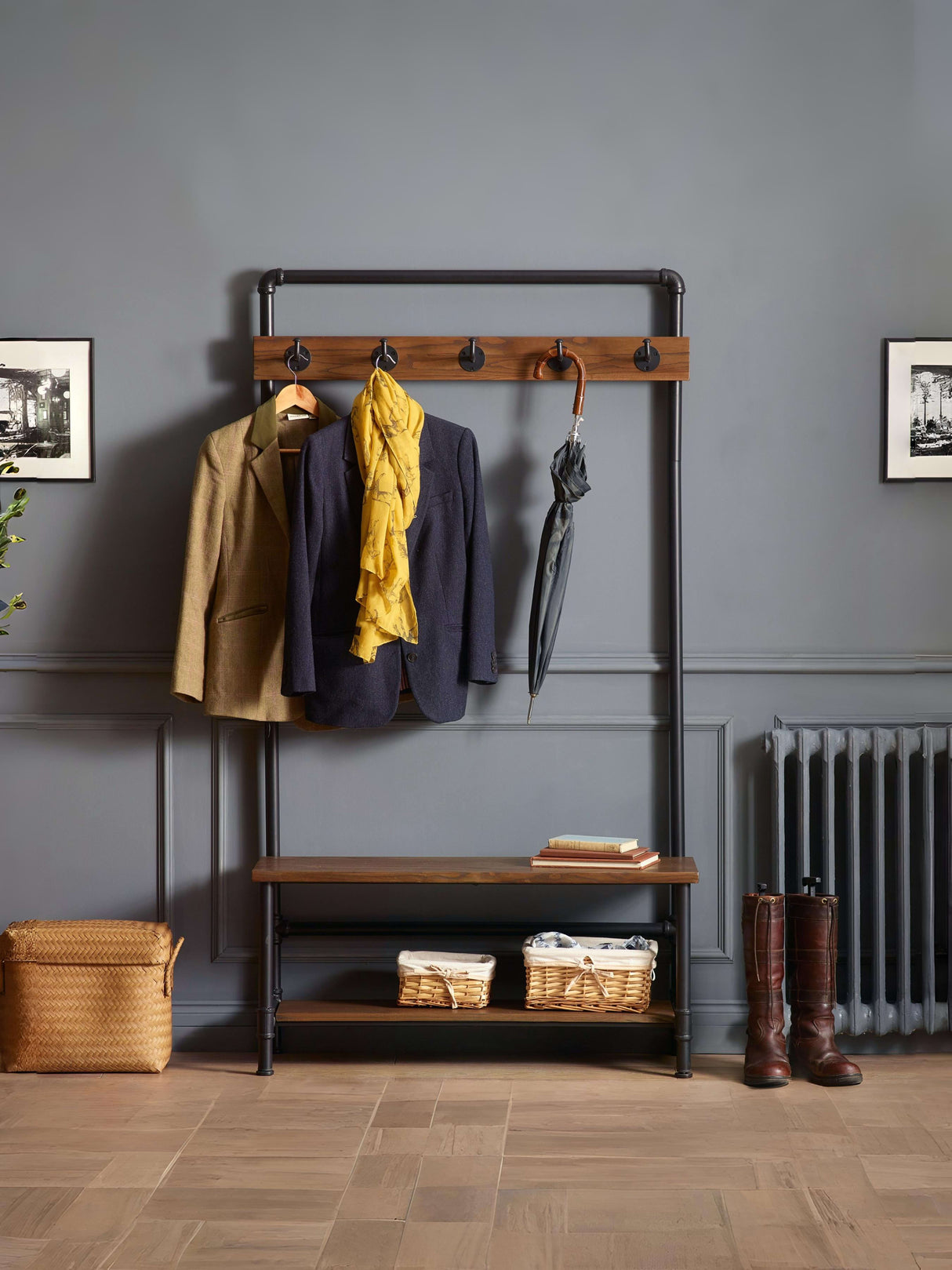 Boston Coat Rack with Bench and Shelf