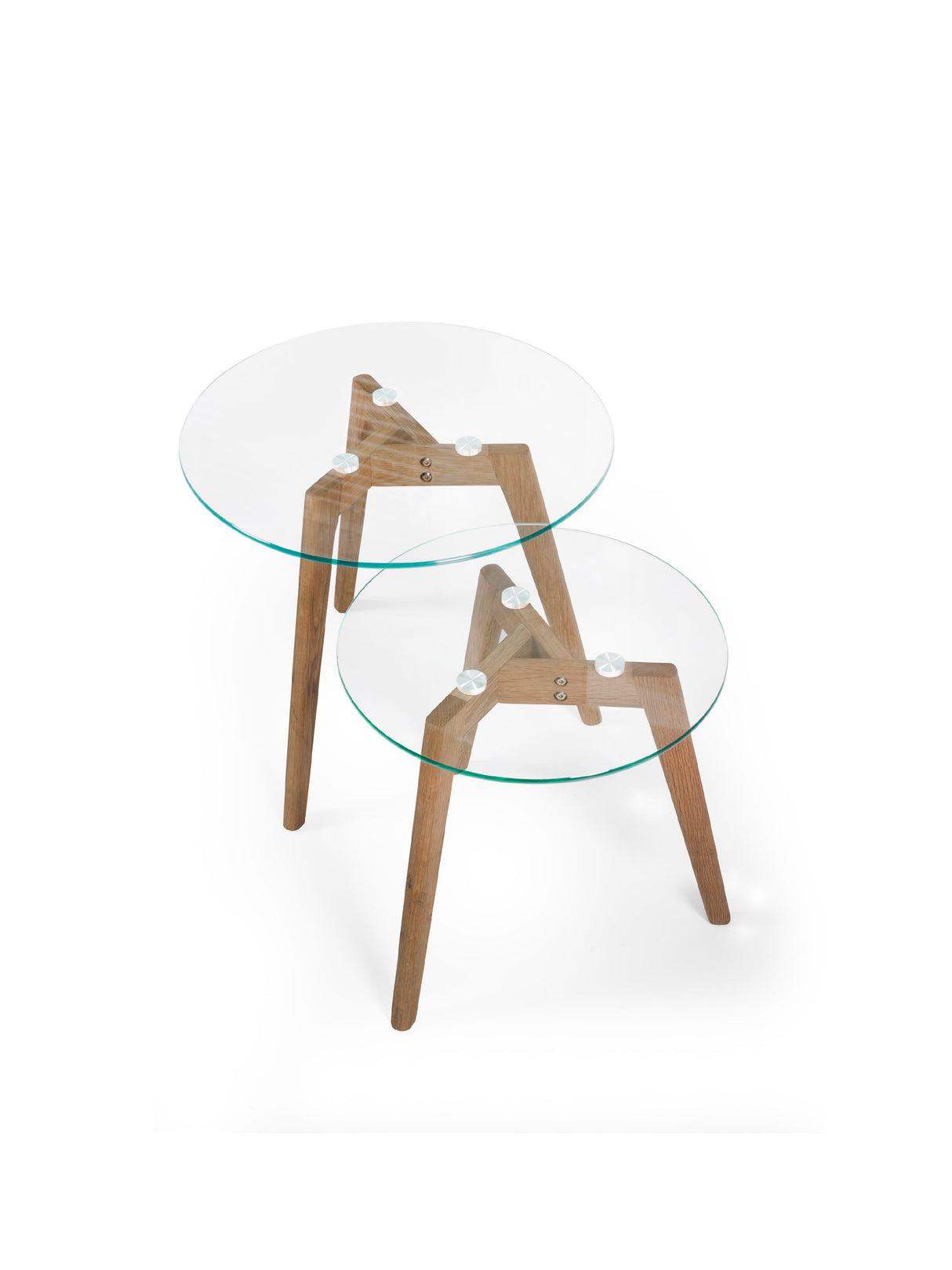 Bryant Round Glass Top Nest of 2 Side Tables