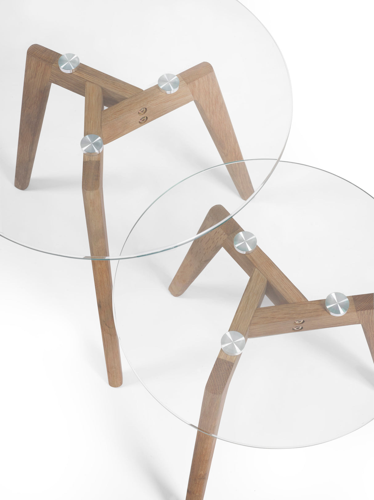 Bryant Round Glass Top Nest of 2 Side Tables