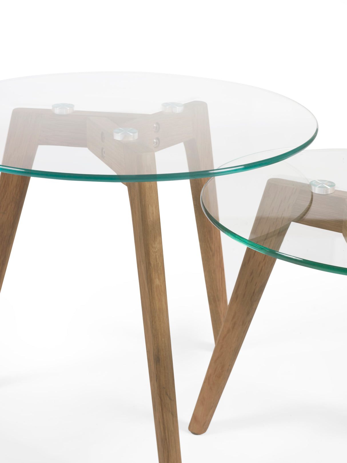 Bryant Round Glass Top Nest of 2 Side Tables