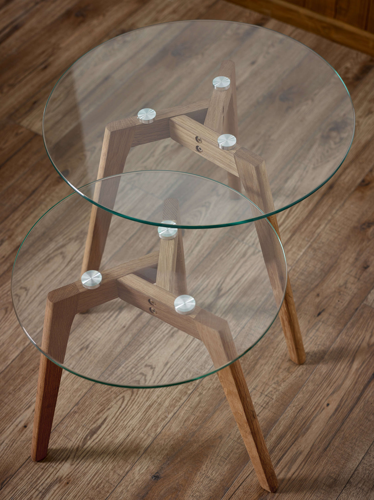 Bryant Round Glass Top Nest of 2 Side Tables