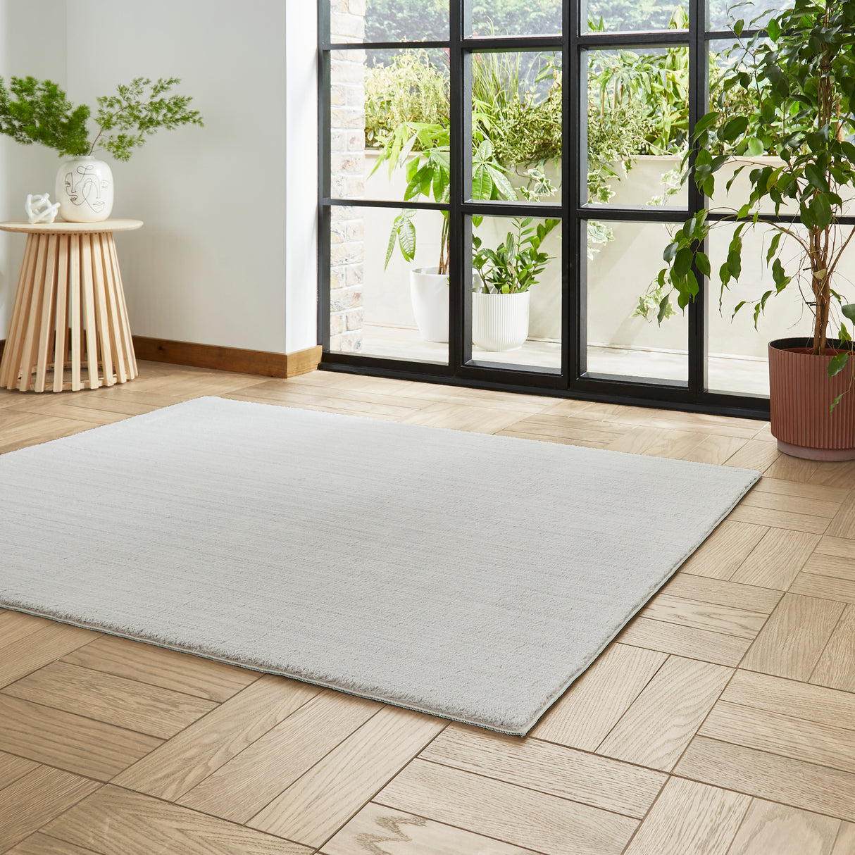 Bay Grey Plain Shaggy Washable Rug