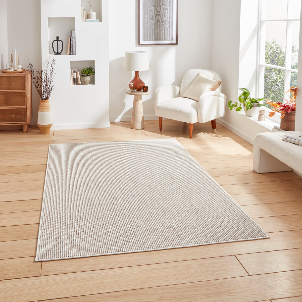 Boucle E6404 White/Brown Boucle Rug