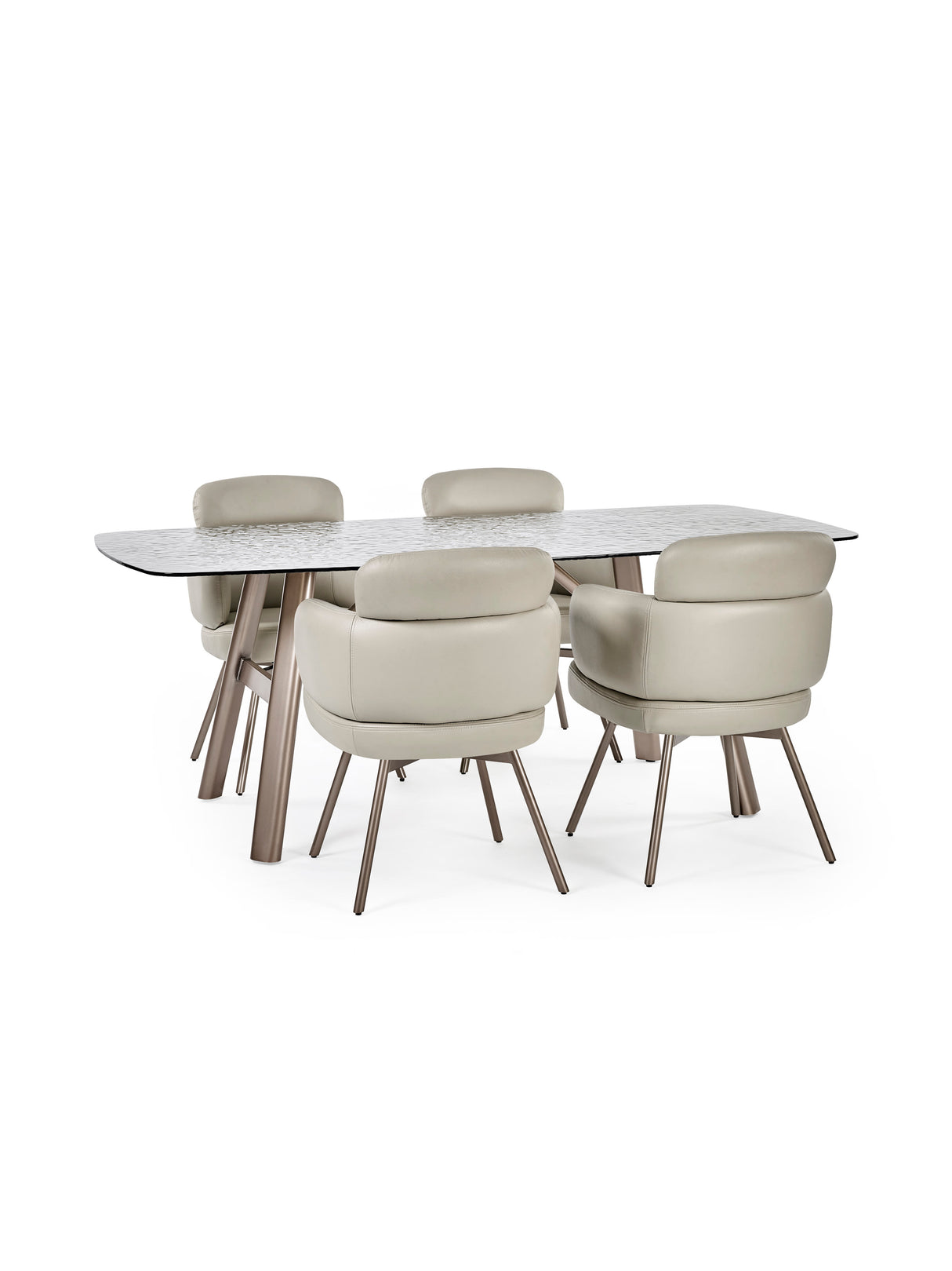 Callisto Rectangular Bubble Effect Glass Top Dining Table