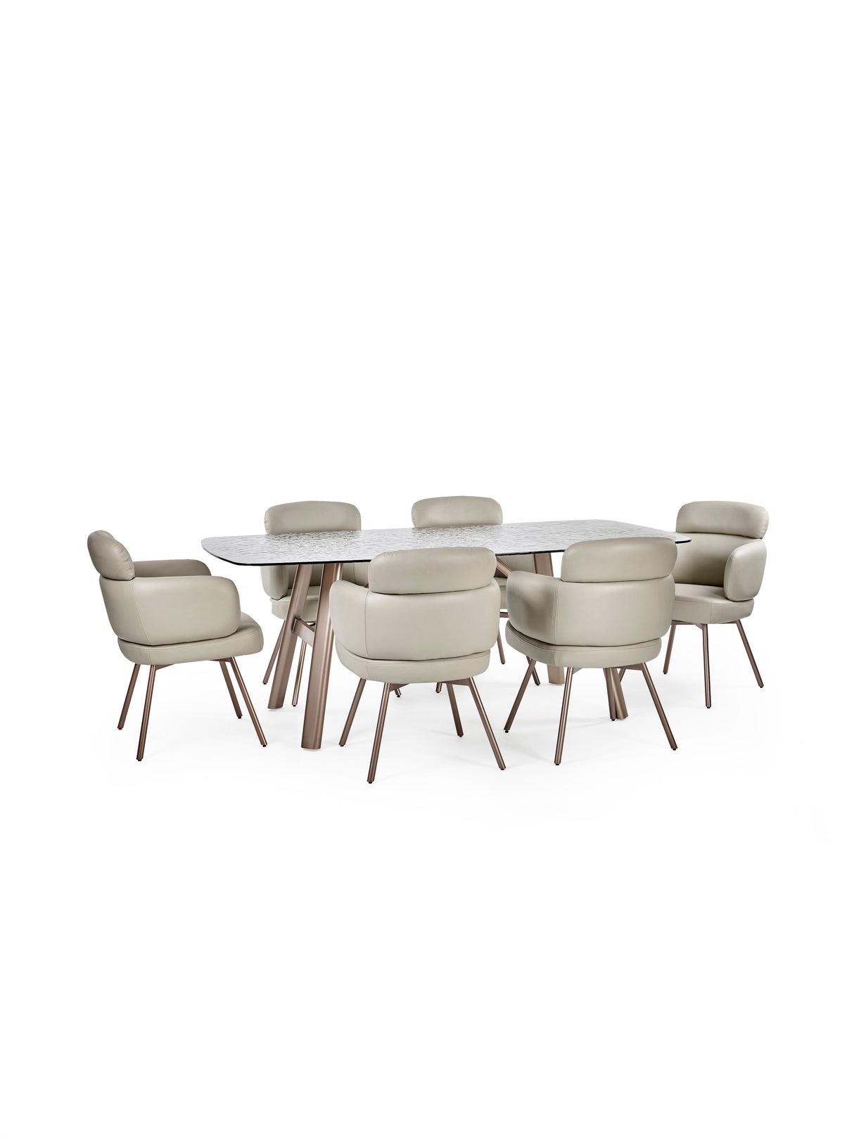 Callisto Rectangular Bubble Effect Glass Top Dining Table