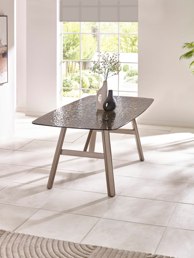 Callisto Rectangular Bubble Effect Glass Top Dining Table