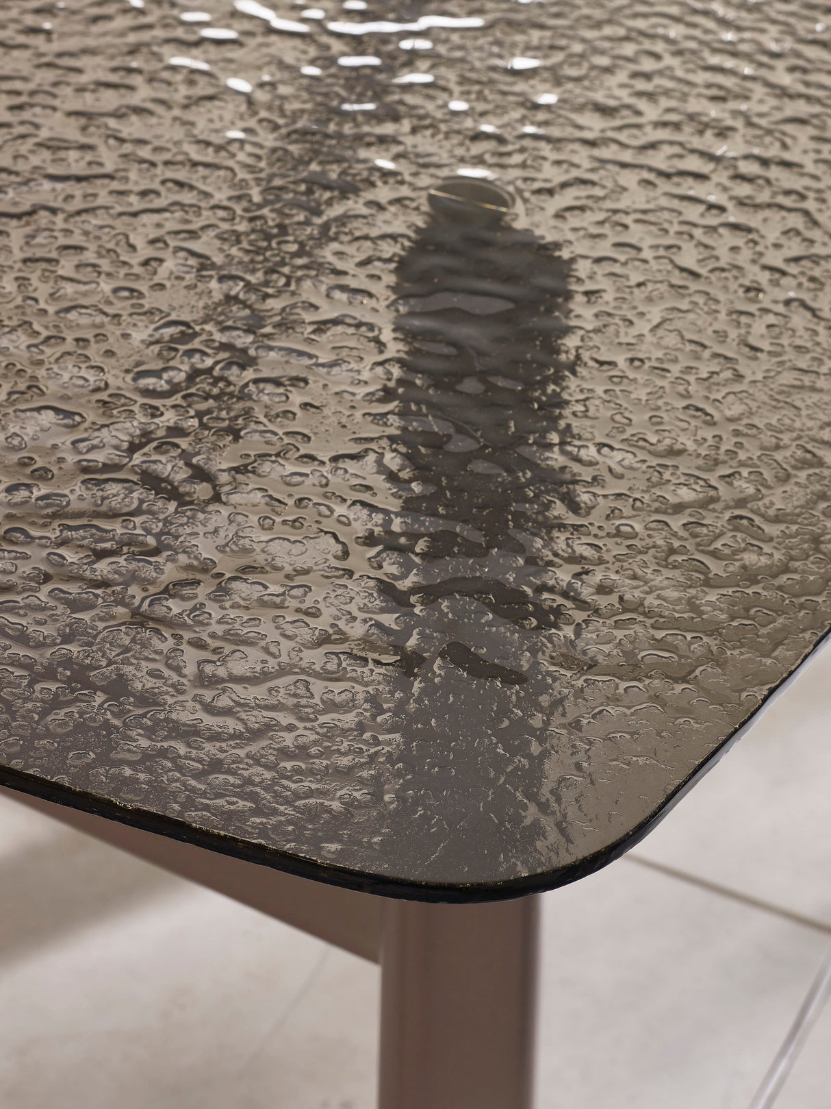Callisto Rectangular Bubble Effect Glass Top Dining Table