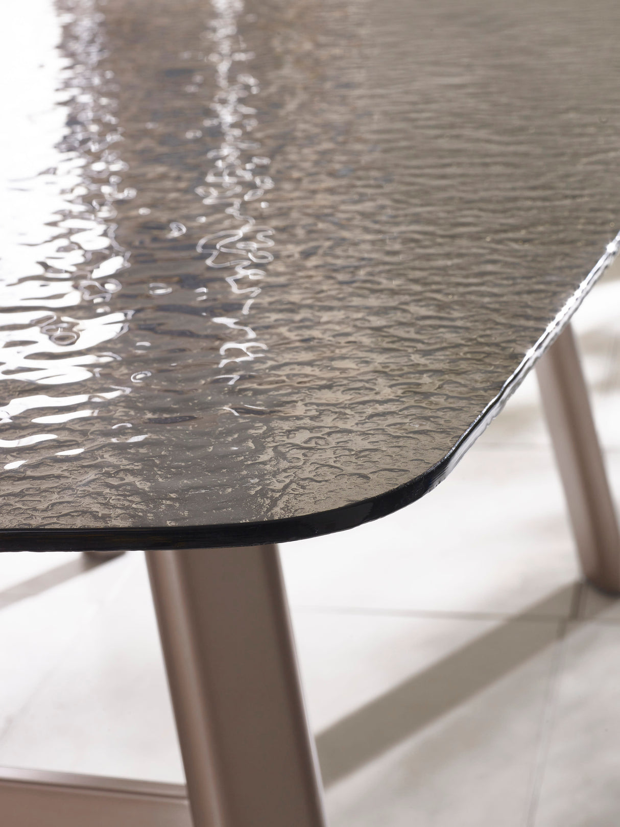 Callisto Rectangular Bubble Effect Glass Top Dining Table