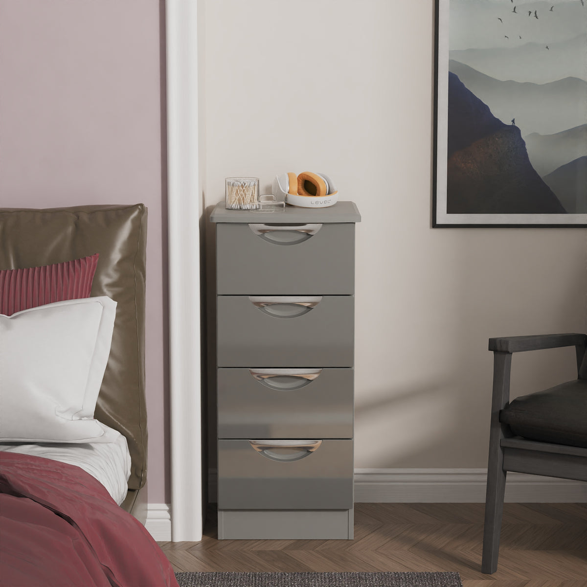 Camden 4 Drawer Bedside Cabinet