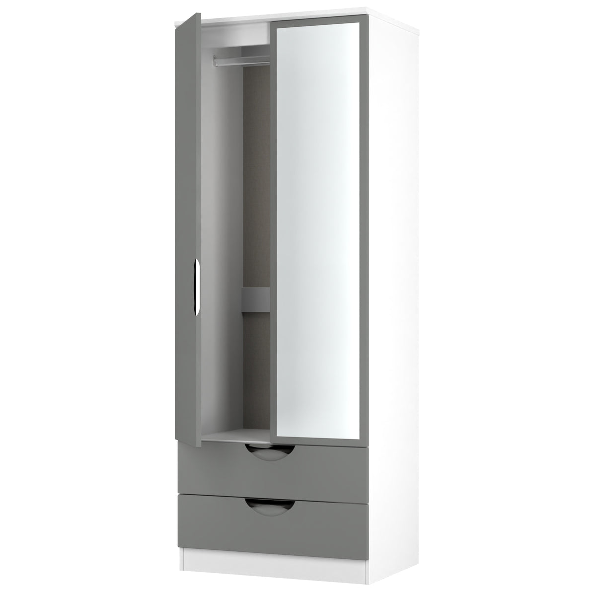 Camden Tall 2 Drawer Mirrored Wardrobe