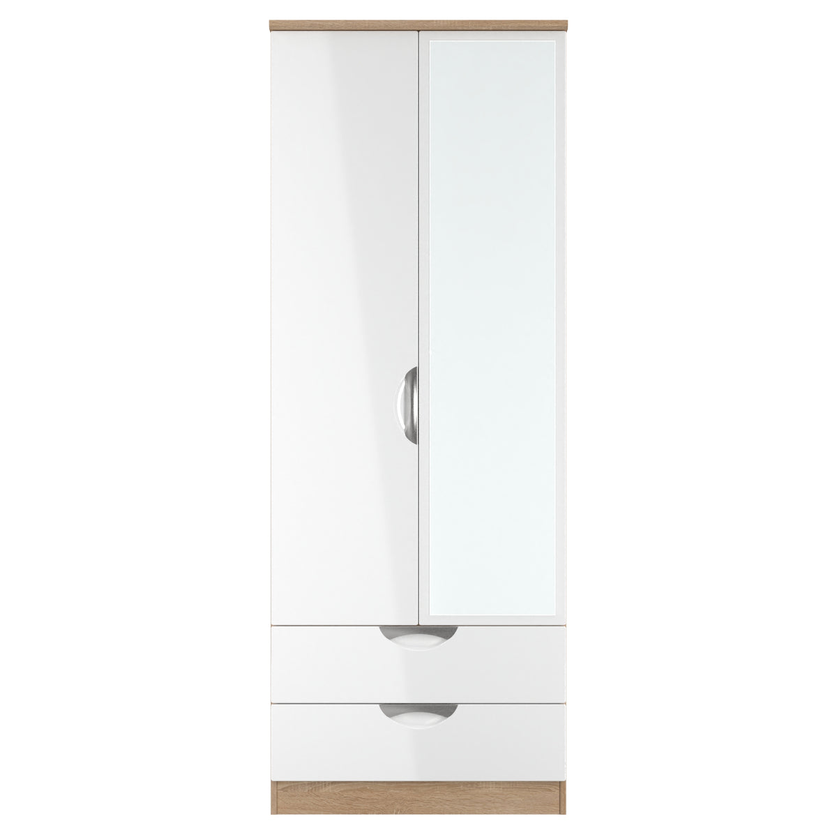 Camden Tall 2 Drawer Mirrored Wardrobe