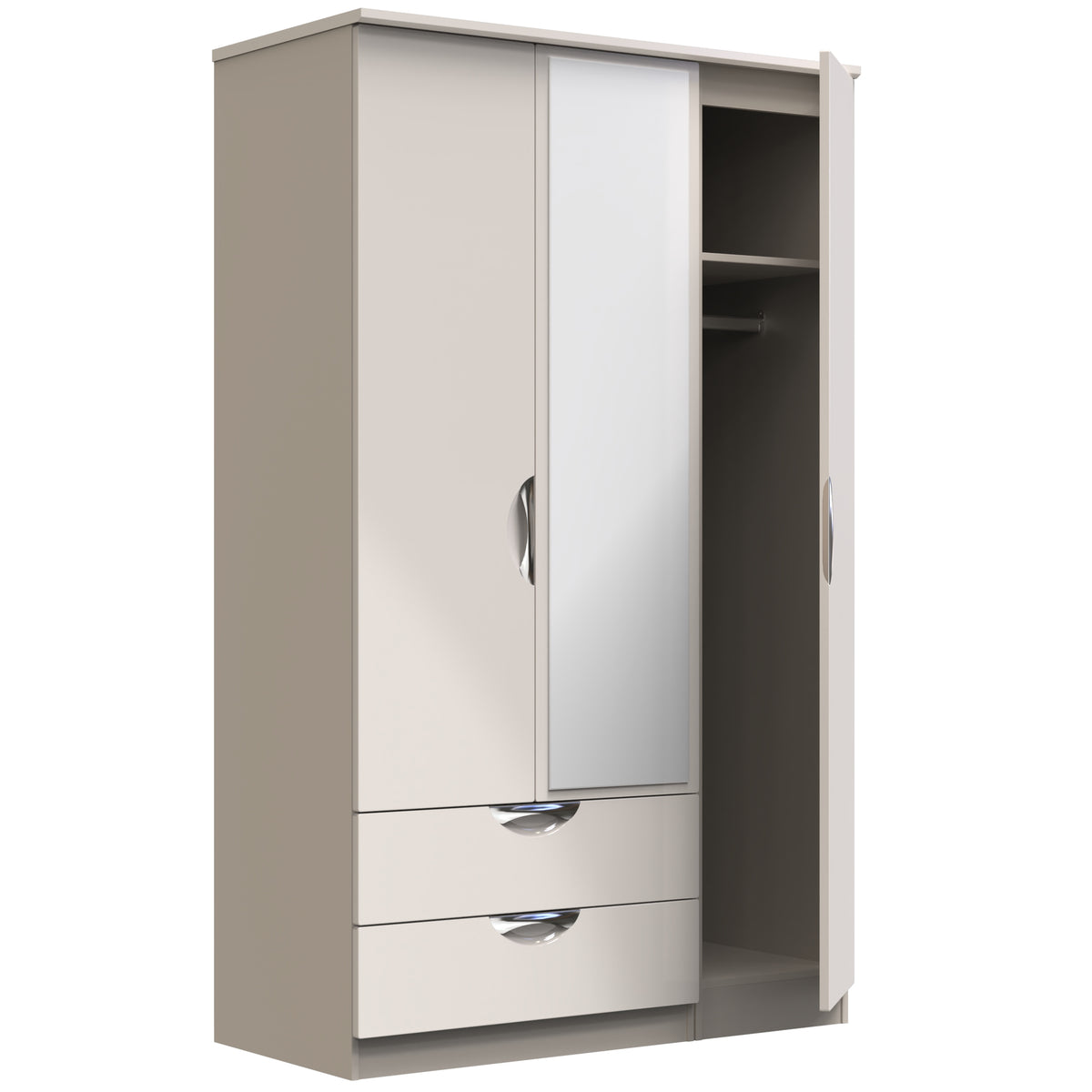 Camden Triple 2 Drawer Mirrored Wardrobe