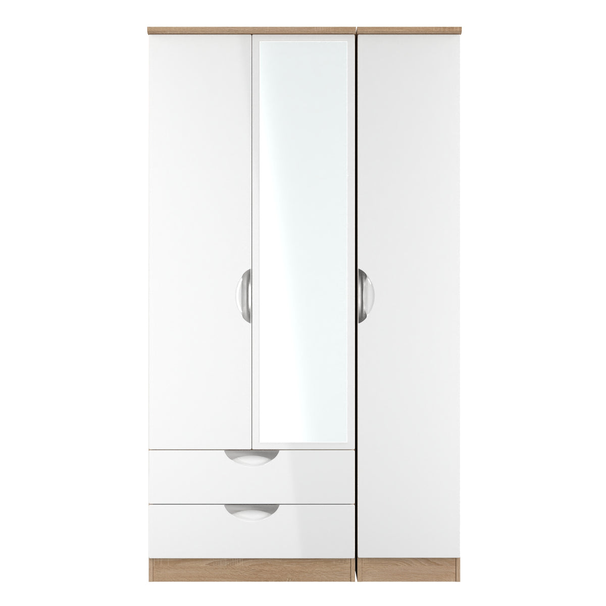 Camden Tall Triple 2 Drawer Mirrored Wardrobe