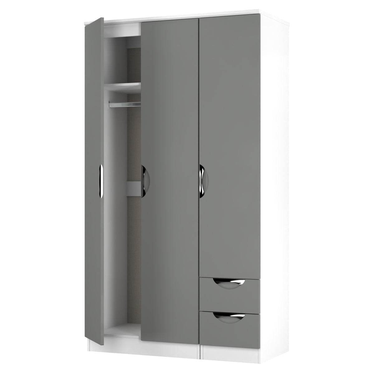Camden Tall Triple Plain + Drawer Wardrobe