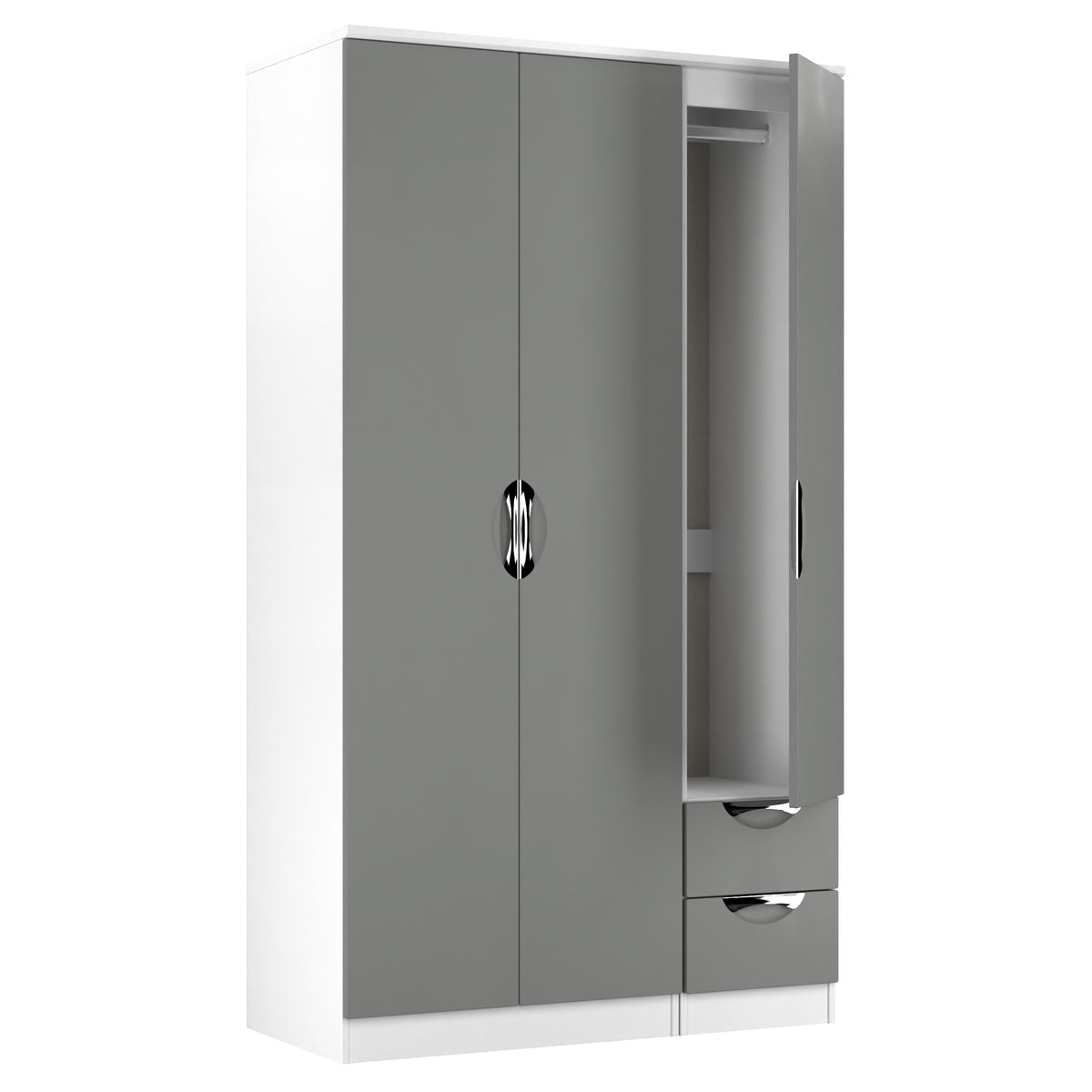 Camden Tall Triple Plain + Drawer Wardrobe