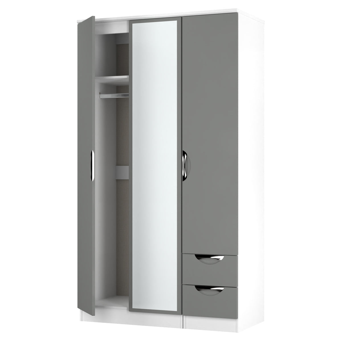 Camden Tall Triple Mirror + Drawer Wardrobe