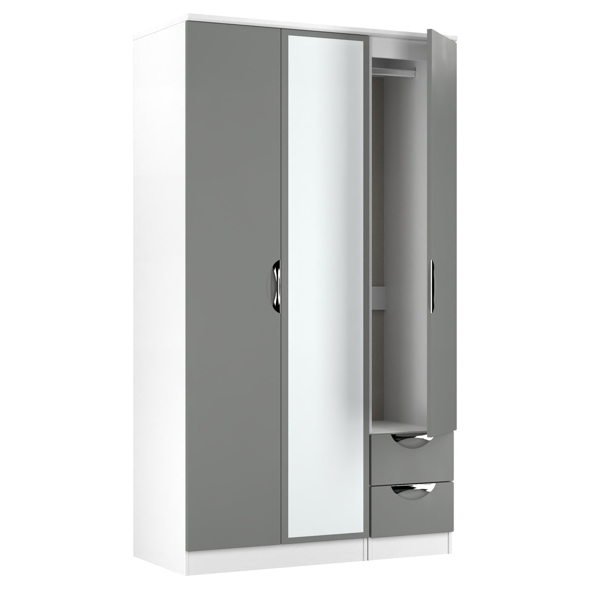 Camden Tall Triple Mirror + Drawer Wardrobe