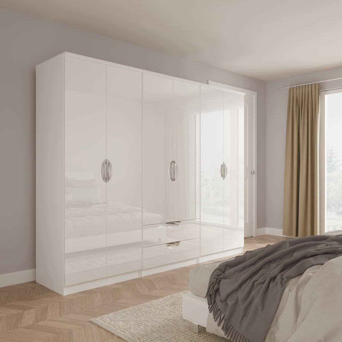 Camden 6 Door 2 Drawer Double Wardrobe