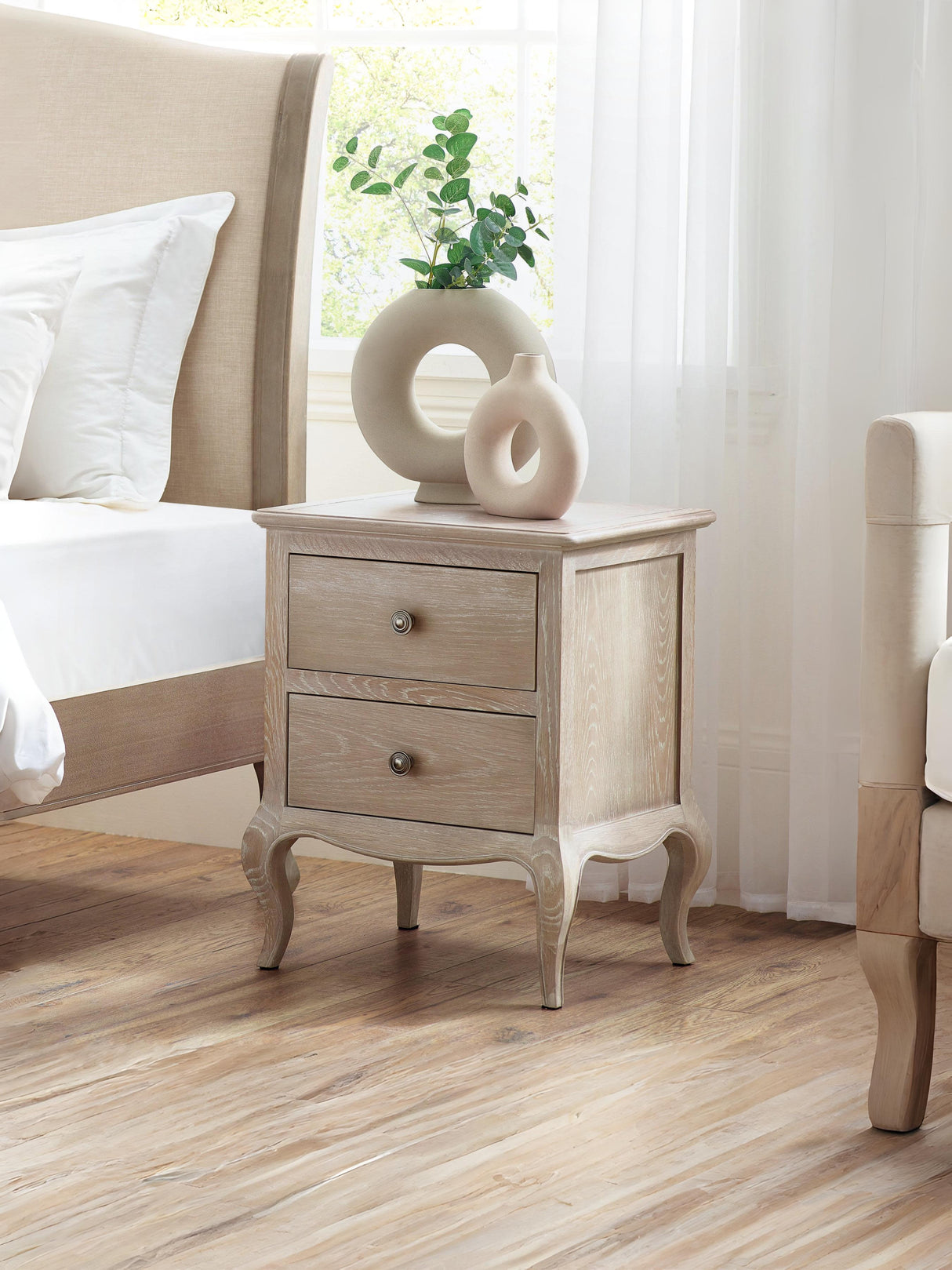 Camille French Style 2 Drawer Bedside Table